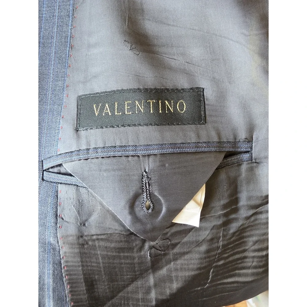 Valentino Men Suit Jacket Size 54 Grey Pinstripe Wool Formal Italy Blazer Coat